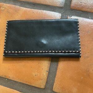 Black Leather Wallet with Stitching